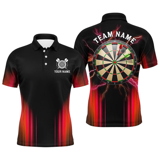 Black and Red Light Darts Polo, Polo Shirt For Men Custom Darts Polo For Team, Darts Team Polo Shirt
