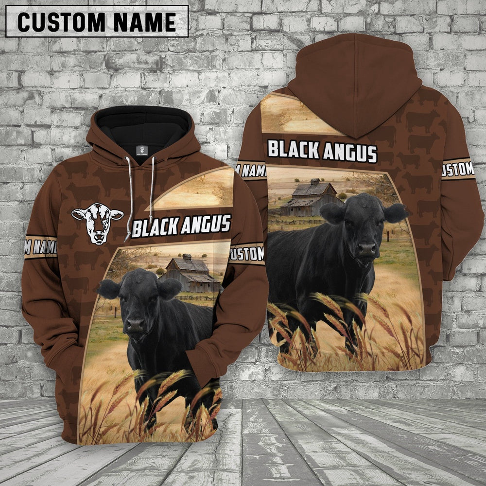 Black angus Brown Farm Personalized 3D Hoodie, Farmer Hoodie, Custom Farm Shirts, Farmer T Shirt
