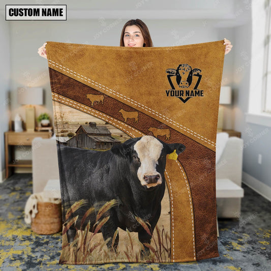 Blaze Faced Simmental Custom Name Blanket Collection, Farm Blanket, Farm Animal Blanket