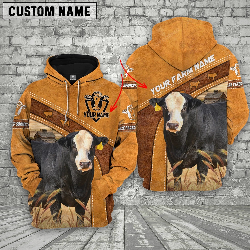 Blaze Faced Simmental Custom Name Retro Hoodie, Farmer Hoodie, Custom Farm Shirts, Farmer T Shirt