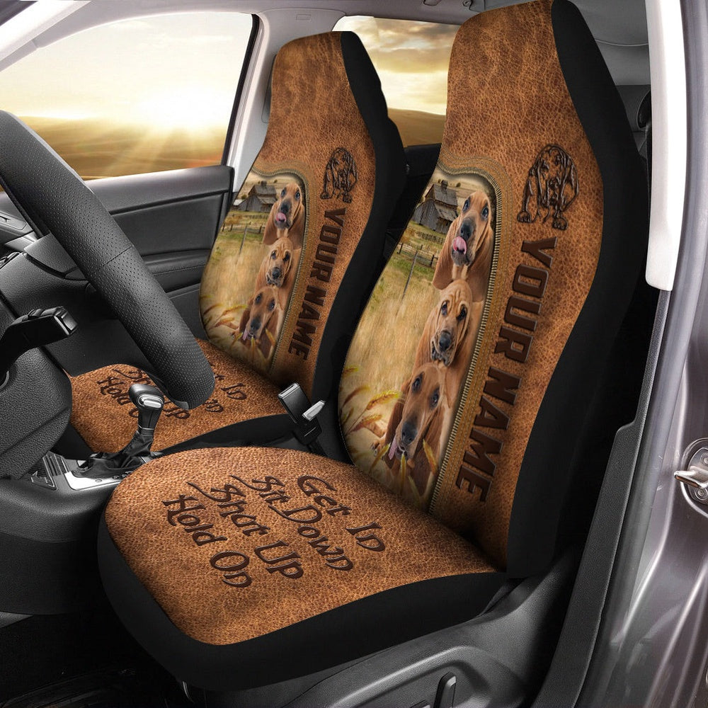 Bloodhound Personalized Name Leather Pattern Car Seat Cover For Customer, Car Seat Cover, Farm Car Seat Cover, Pet Seat Covers