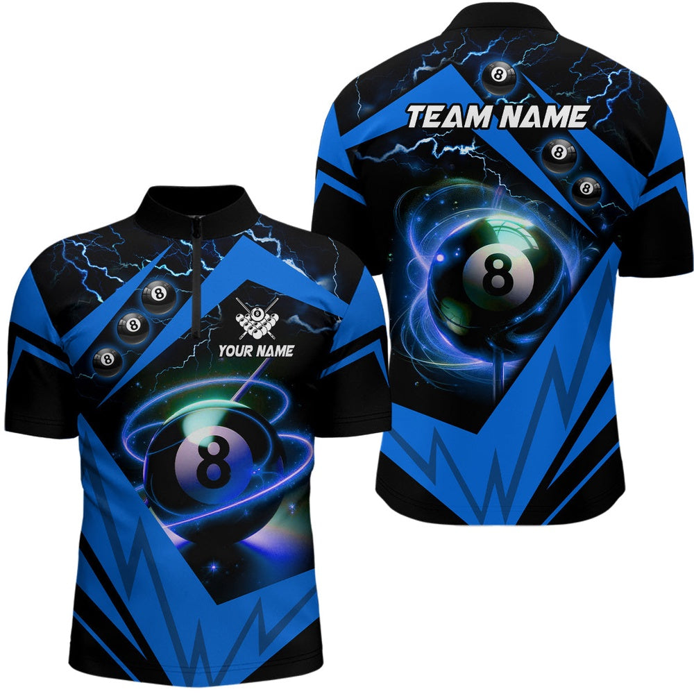 Blue 8 Ball Pool Billiard Jersey Custom Jersey Shirt Team League Billiard Shirts, Billiard Team Jersey Shirt