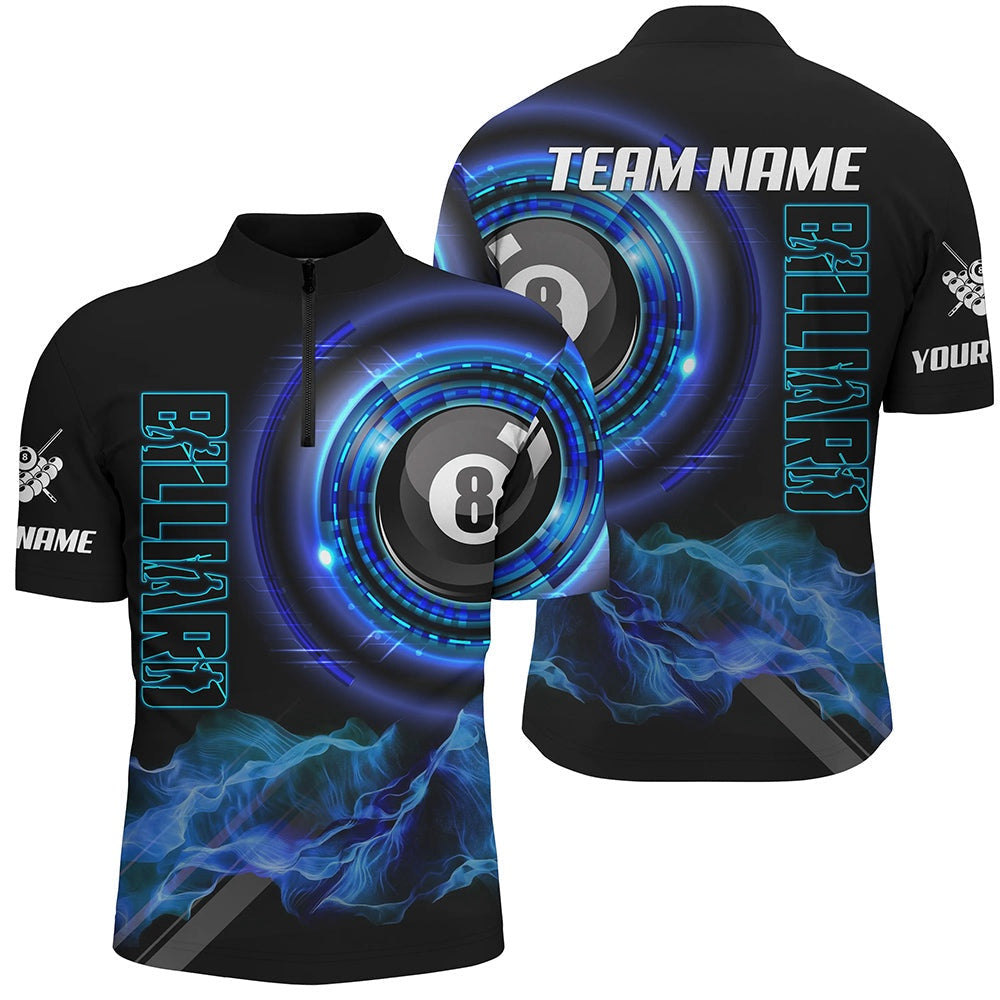 Blue 8 Ball Pool Billiard Jerseys Custom Jersey Shirt Team League Billiard Shirts, Billiard Team Jersey Shirt