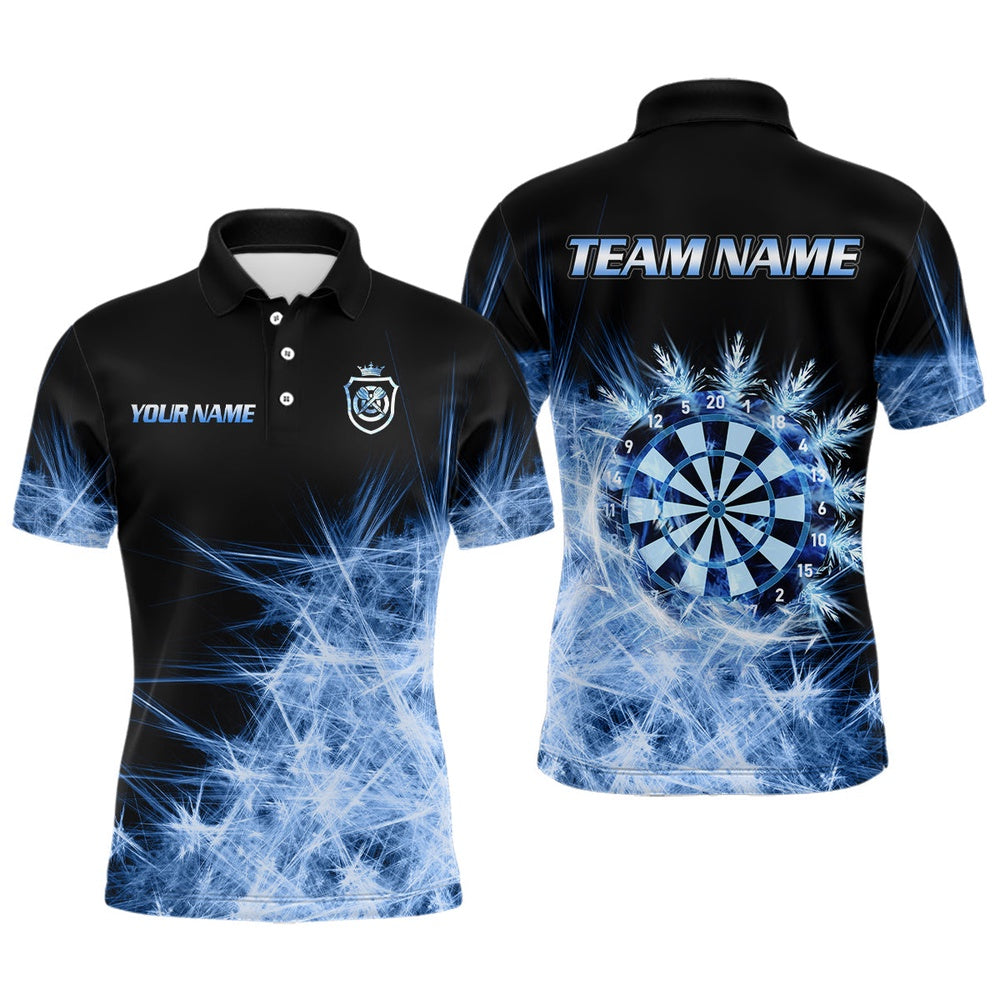 Blue Icy Light Mens Darts Polo Shirts Custom Dart Shirts For Team Darts Polo, Darts Team Polo Shirt
