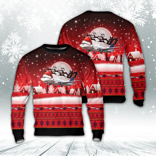Boeing 737 Next Generation Delta Airlines Boeing 737-800 Christmas AOP Sweater, Christmas Ugly Sweater, Sweater Xmas, Ugly Sweater