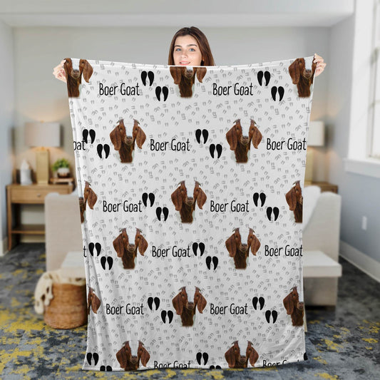 Boer Goat Happy Pattern Blanket, Farm Blanket, Farm Animal Blanket