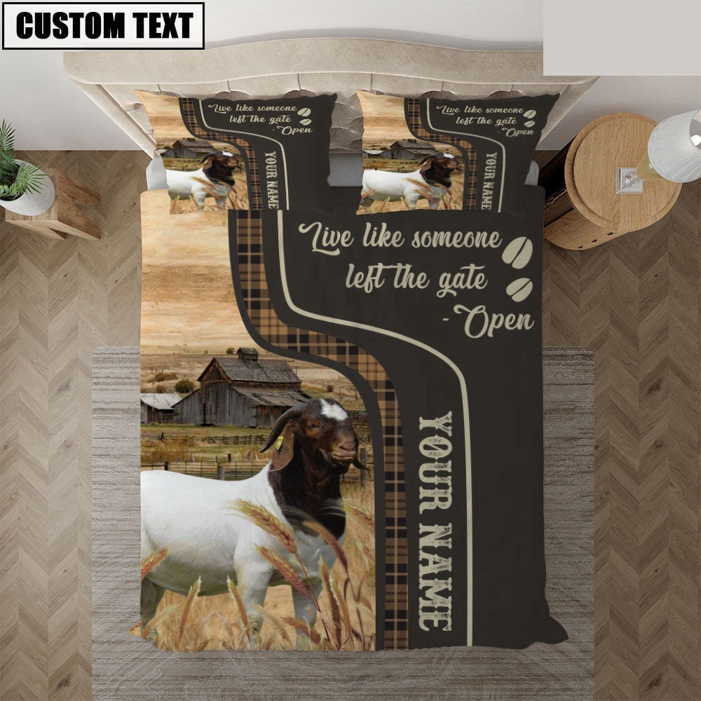 Boer Goat Like Someone Left The Gate Open Customized Name Bedding Set, Farm Bedding Set, Farmhouse Bedding Set