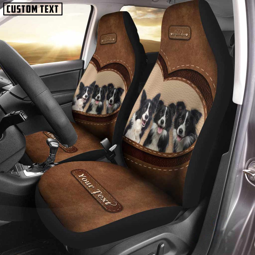 Border Collie Pattern Customized Name Heart Car Seat Cover, Car Seat Cover, Farm Car Seat Cover, Pet Seat Covers