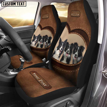 Border Collie Pattern Customized Name Heart Car Seat Cover, Car Seat Cover, Farm Car Seat Cover, Pet Seat Covers