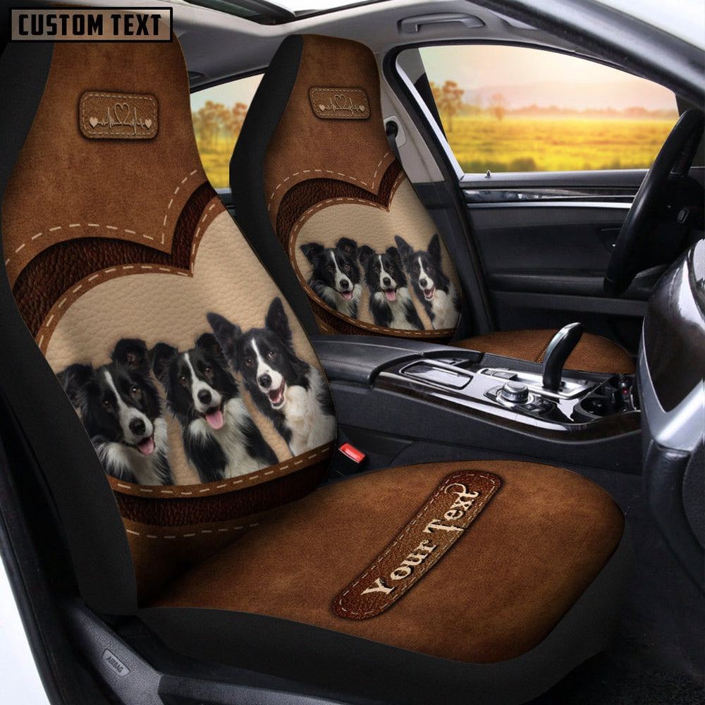 Border Collie Pattern Customized Name Heart Car Seat Cover, Car Seat Cover, Farm Car Seat Cover, Pet Seat Covers