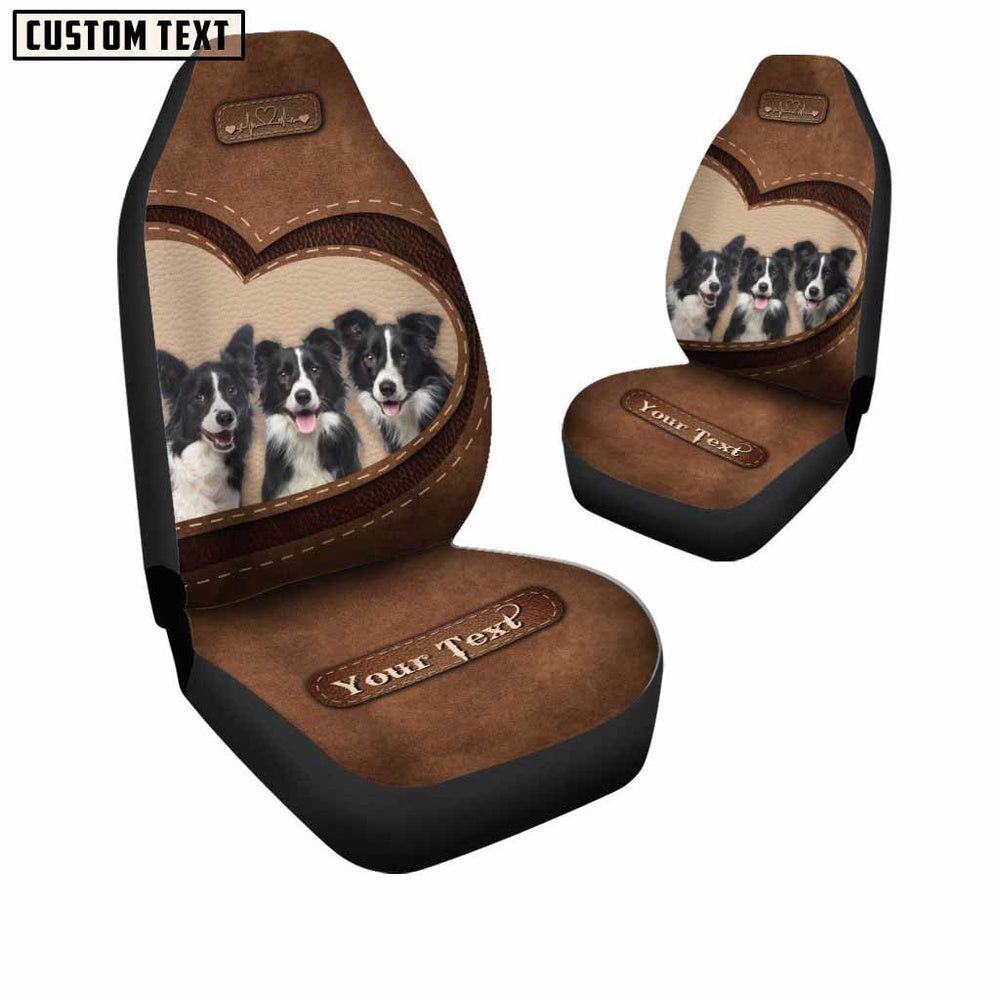 Border Collie Pattern Customized Name Heart Car Seat Cover, Car Seat Cover, Farm Car Seat Cover, Pet Seat Covers
