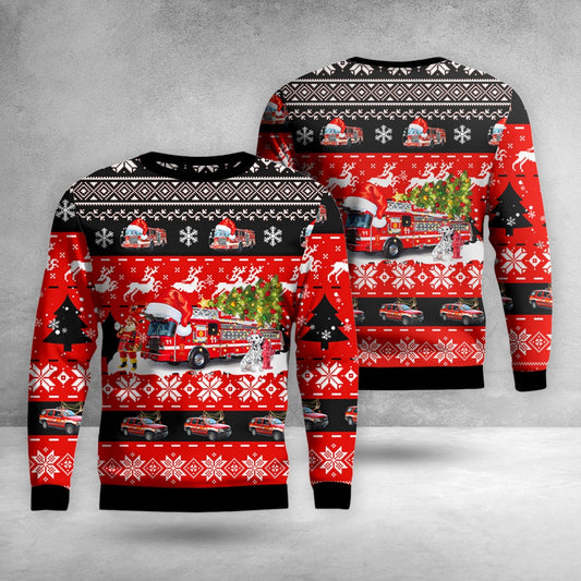 Boston Fire Department & Dalmatian Fire Dog Christmas AOP Ugly Sweater, Christmas Ugly Sweater, Sweater Xmas, Ugly Sweater