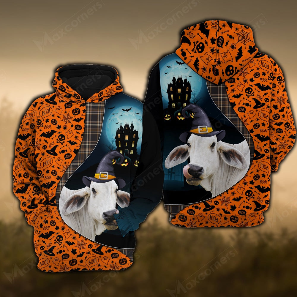 Brahman Castle Halloween Pattern 3D Hoodie, Farmer Hoodie, Farm Themed Shirts, Farm Tee Shirts
