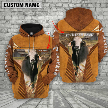 Brahman Cattle Custom Name Printed 3D Retro Hoodie, Farmer Hoodie, Custom Farm Shirts, Farmer T Shirt