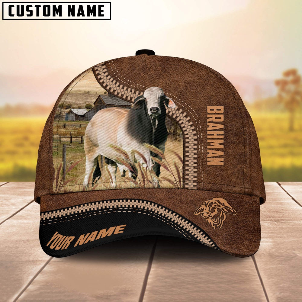 Brahman Cattle Customized Name 3D Printed Cap, Farmer Cap, Vintage Farmer Hat, Mens Farmer Hats, Cap For Farmers