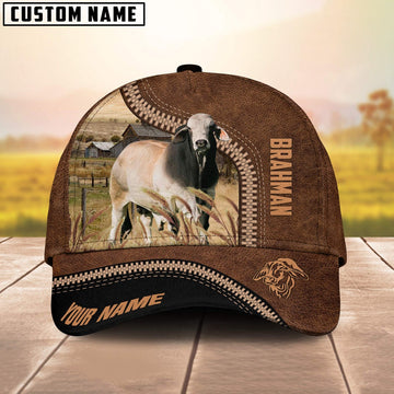 Brahman Cattle Customized Name 3D Printed Cap, Farmer Cap, Vintage Farmer Hat, Mens Farmer Hats, Cap For Farmers
