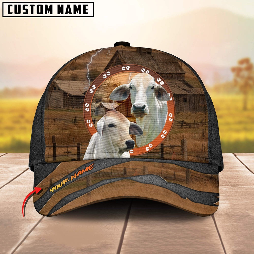 Brahman Cattle Customized Name Cap, Farmer Cap, Vintage Farmer Hat, Mens Farmer Hats, Cap For Farmers
