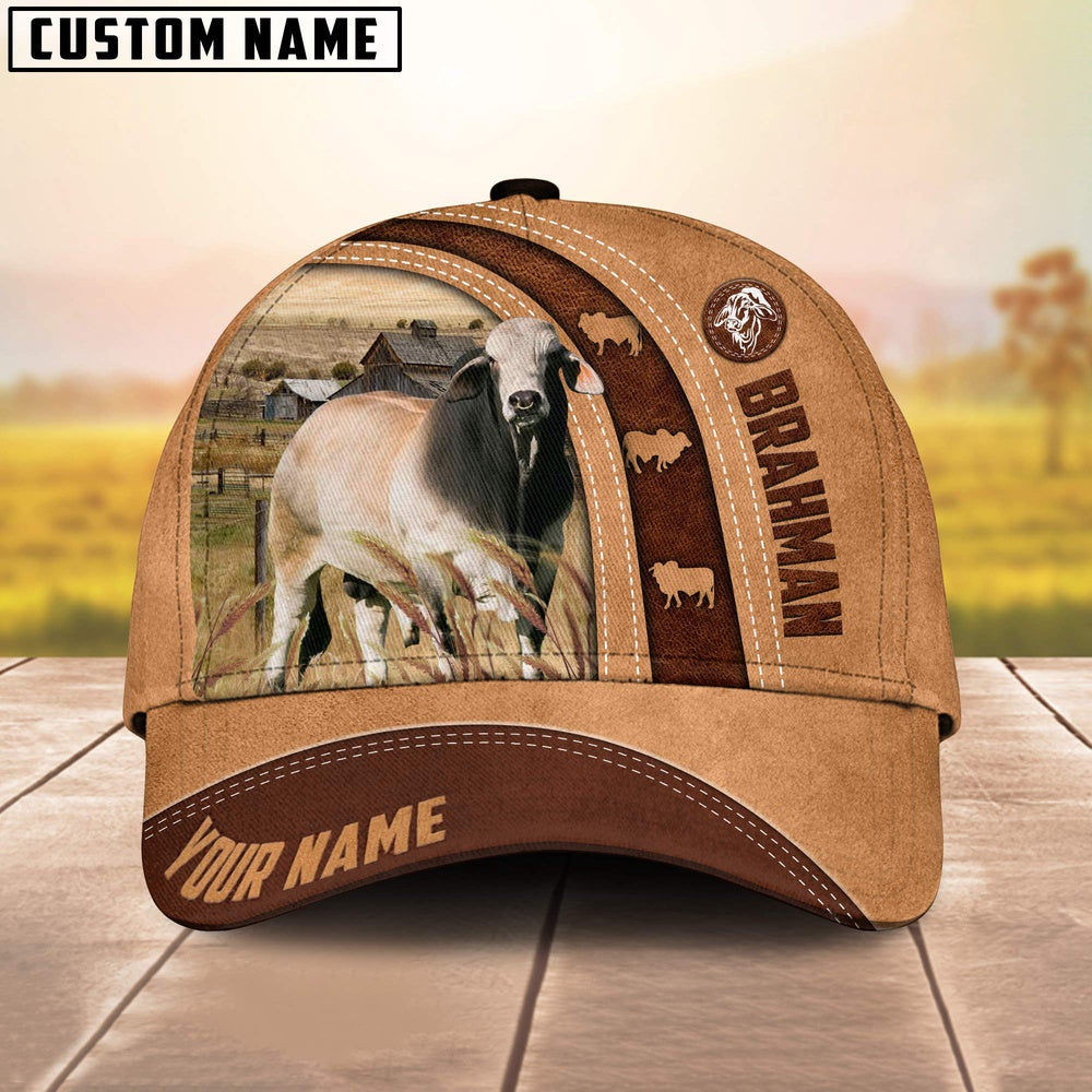 Brahman Cattle Customized Name Farm Cap, Farmer Cap, Vintage Farmer Hat, Mens Farmer Hats, Cap For Farmers