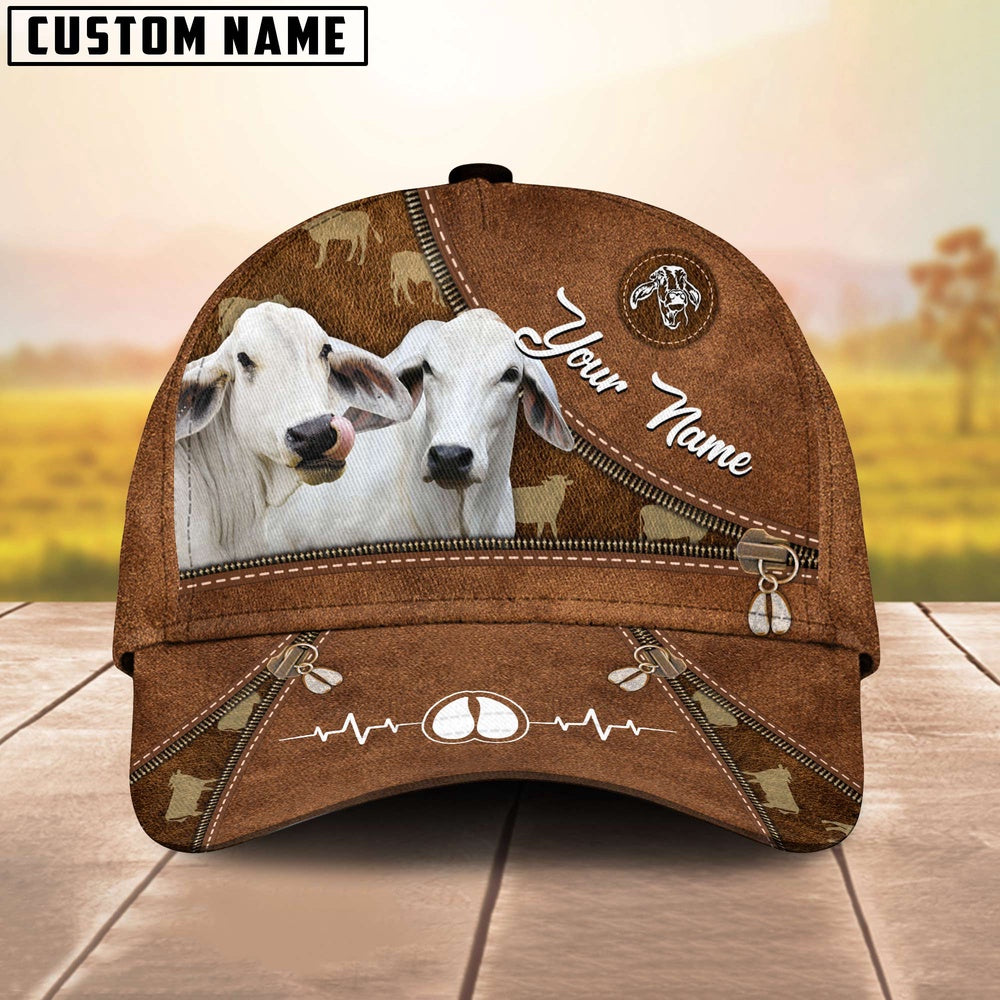 Brahman Cattle Heart Line Farm Lover Pattern Customized 3D Cap, Farmer Cap, Vintage Farmer Hat, Mens Farmer Hats, Cap For Farmers