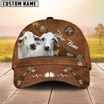 Brahman Cattle Heart Line Farm Lover Pattern Customized 3D Cap, Farmer Cap, Vintage Farmer Hat, Mens Farmer Hats, Cap For Farmers