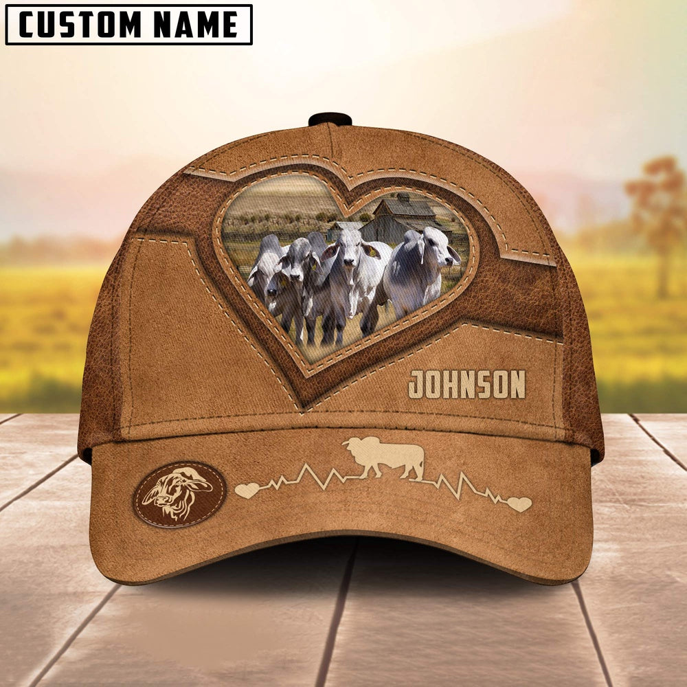 Brahman Cattle Heart Shaped Style Customized Name Cap, Farmer Cap, Vintage Farmer Hat, Mens Farmer Hats, Cap For Farmers
