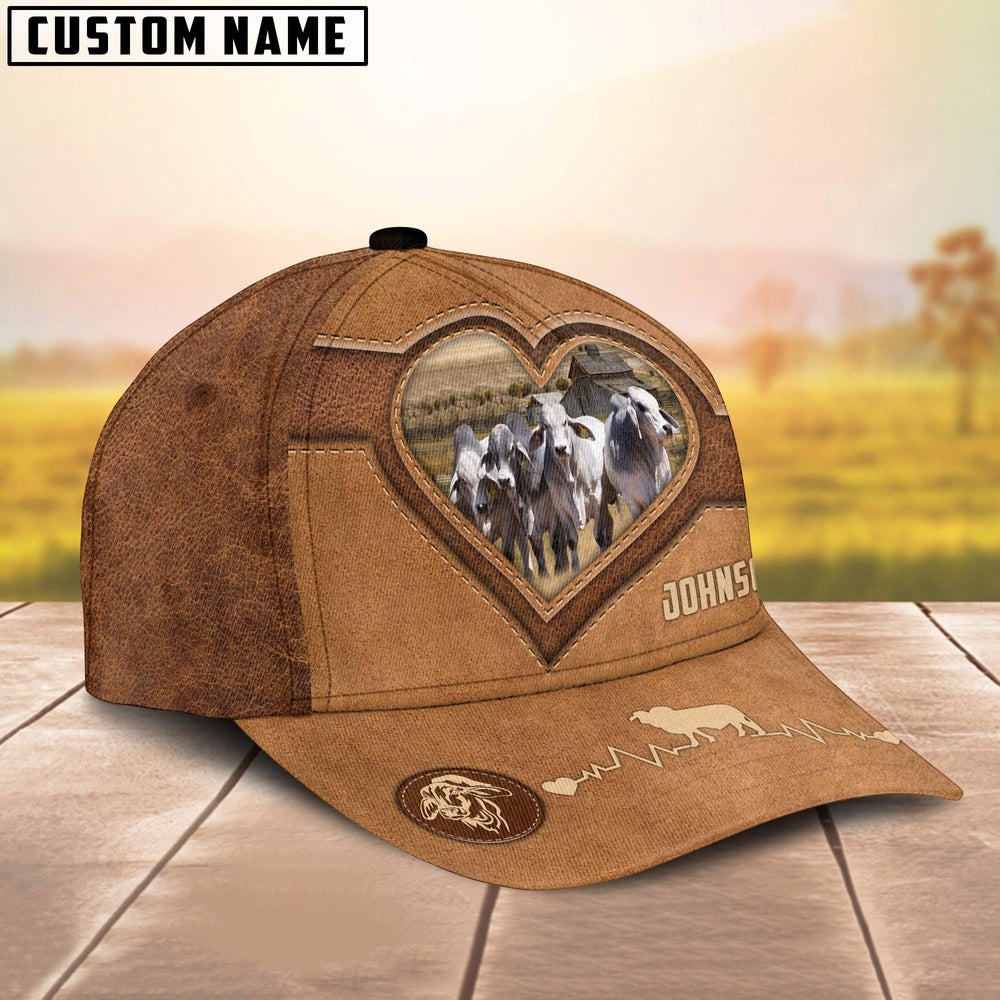 Brahman Cattle Heart Shaped Style Customized Name Cap, Farmer Cap, Vintage Farmer Hat, Mens Farmer Hats, Cap For Farmers