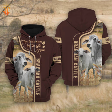 Brahman Cattle Live Like Someone left the gate open Shirts, Farmer Hoodie, Farm Themed Shirts, Farm Tee Shirts