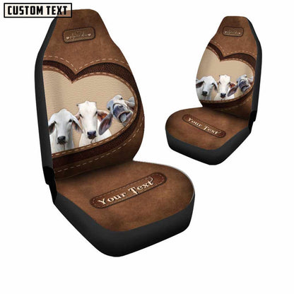 Brahman Cattle Pattern Customized Name Heart Car Seat Cover, Car Seat Cover, Farm Car Seat Cover, Pet Seat Covers