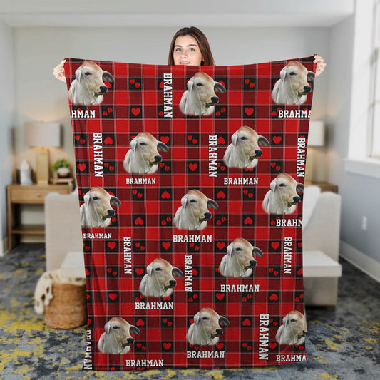 Brahman Cow Pattern Hoodie Blanket, Farm Blanket, Farm Animal Blanket