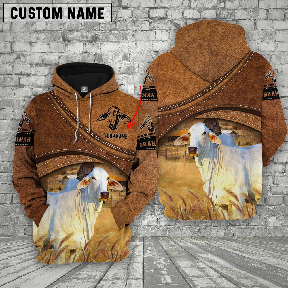 Brahman Customized Name Brown Race Hoodie, Farmer Hoodie, Custom Farm Shirts, Farmer T Shirt