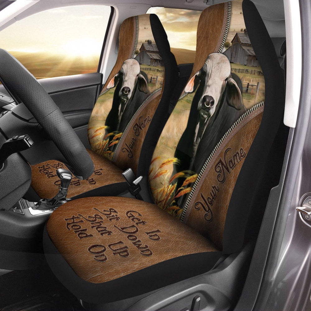 Brahman Customized Name Leather Pattern Car Seat Cover, Car Seat Cover, Farm Car Seat Cover, Pet Seat Covers
