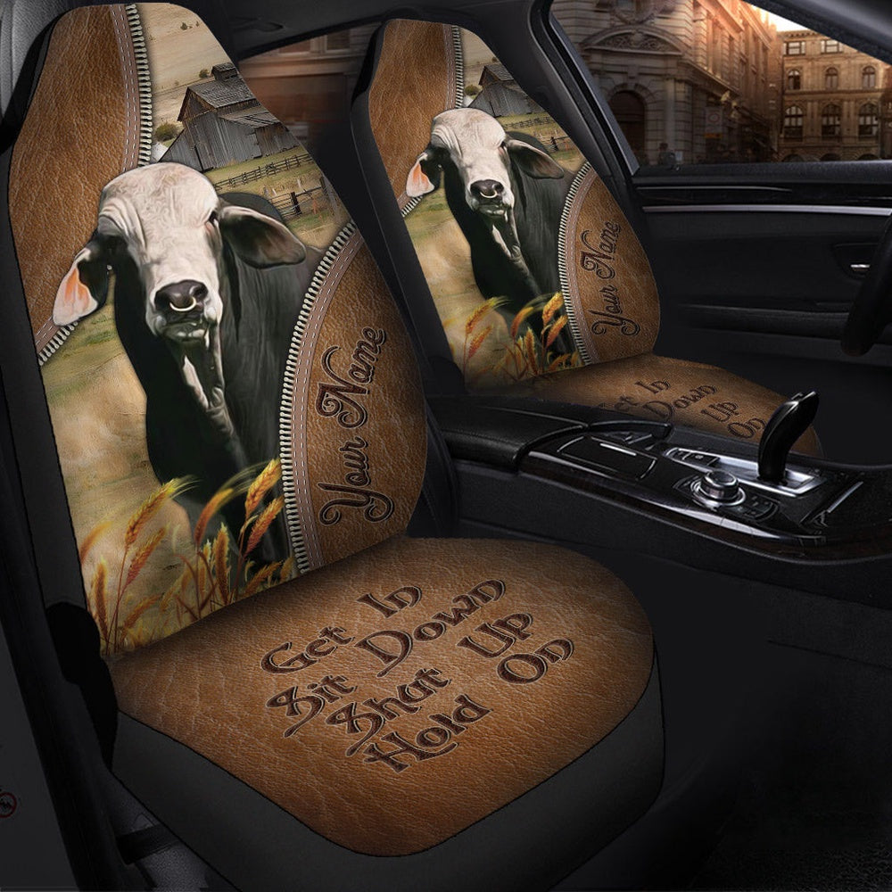 Brahman Customized Name Leather Pattern Car Seat Cover, Car Seat Cover, Farm Car Seat Cover, Pet Seat Covers