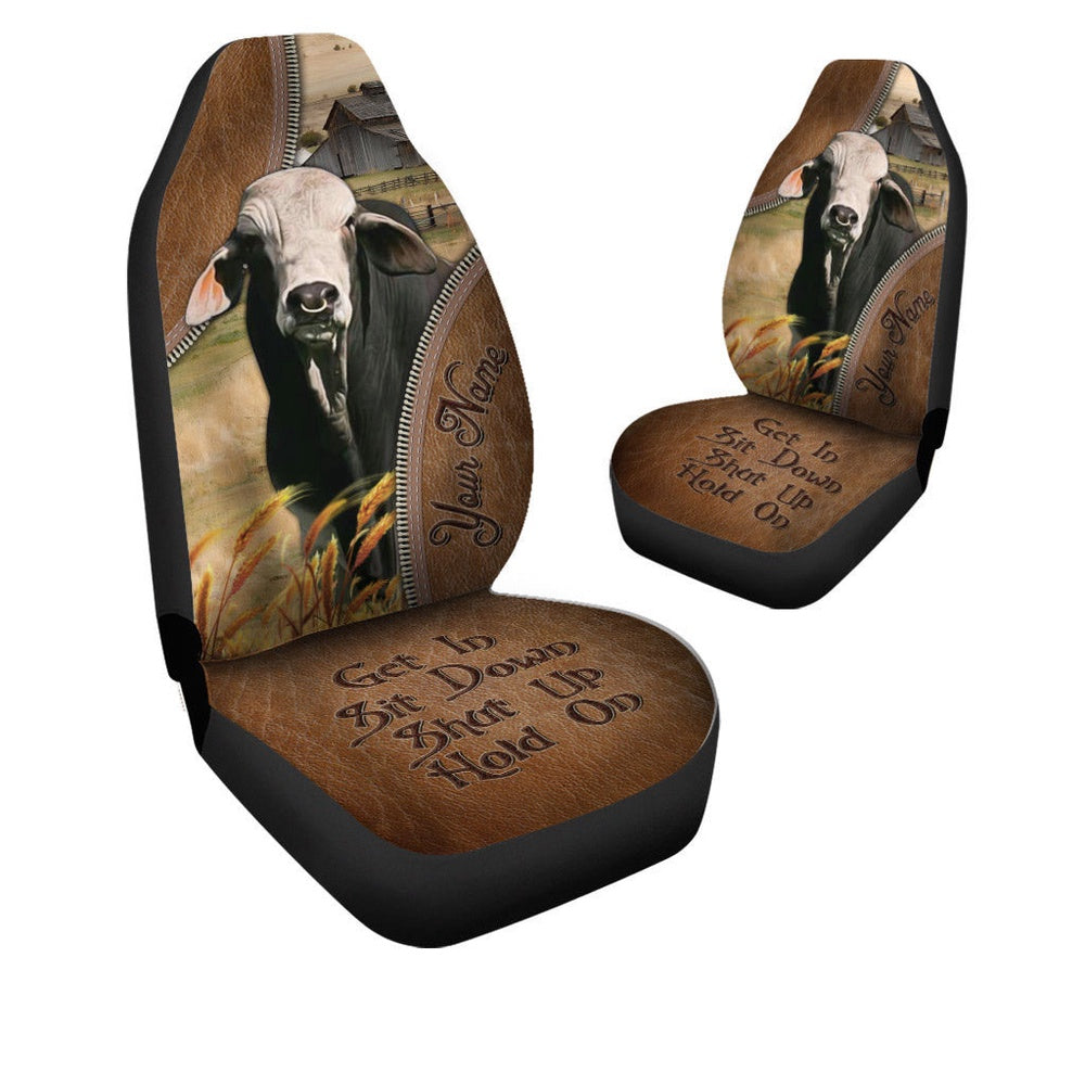 Brahman Customized Name Leather Pattern Car Seat Cover, Car Seat Cover, Farm Car Seat Cover, Pet Seat Covers