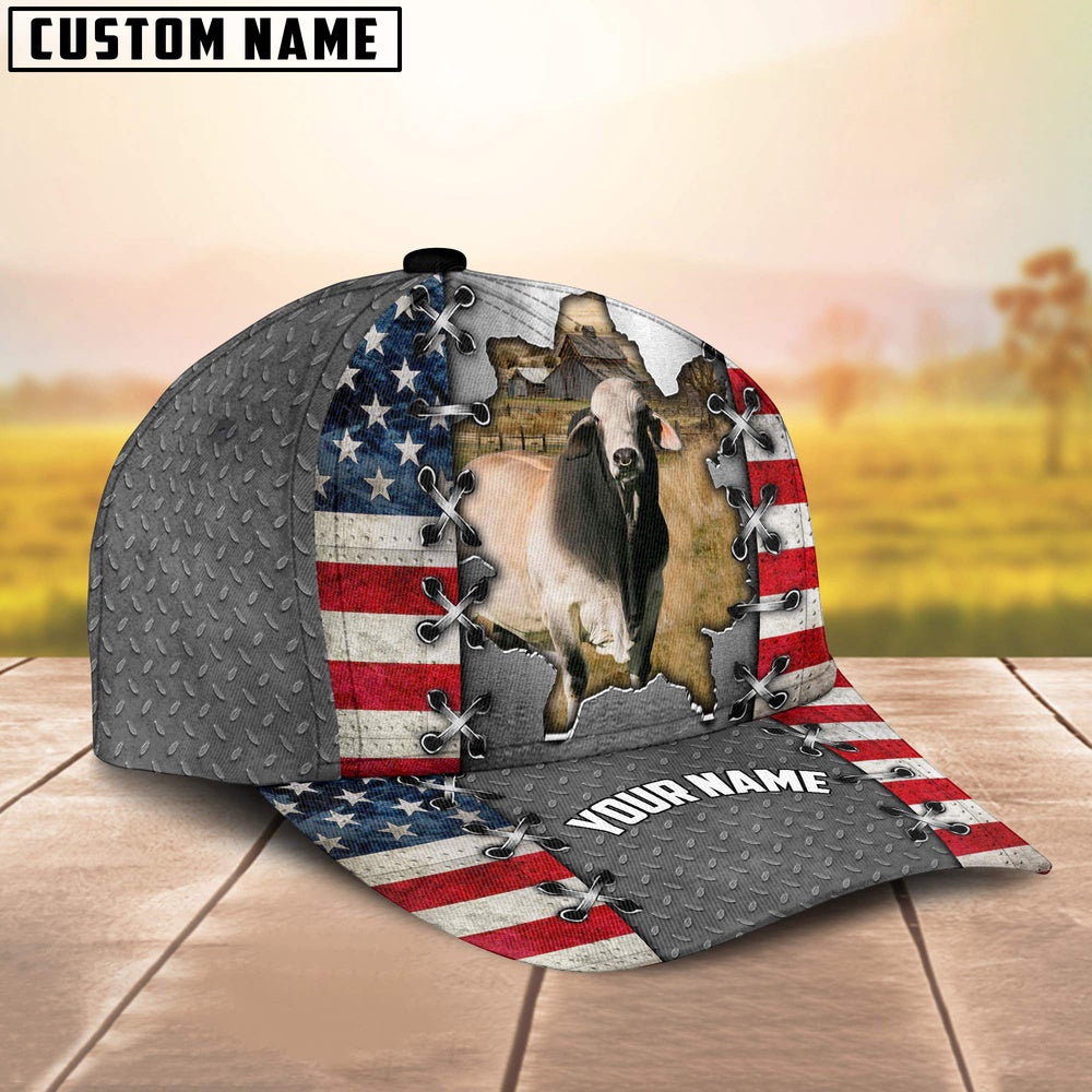 Brahman Customized Name US Flag Cap, Farmer Cap, Vintage Farmer Hat, Mens Farmer Hats, Cap For Farmers