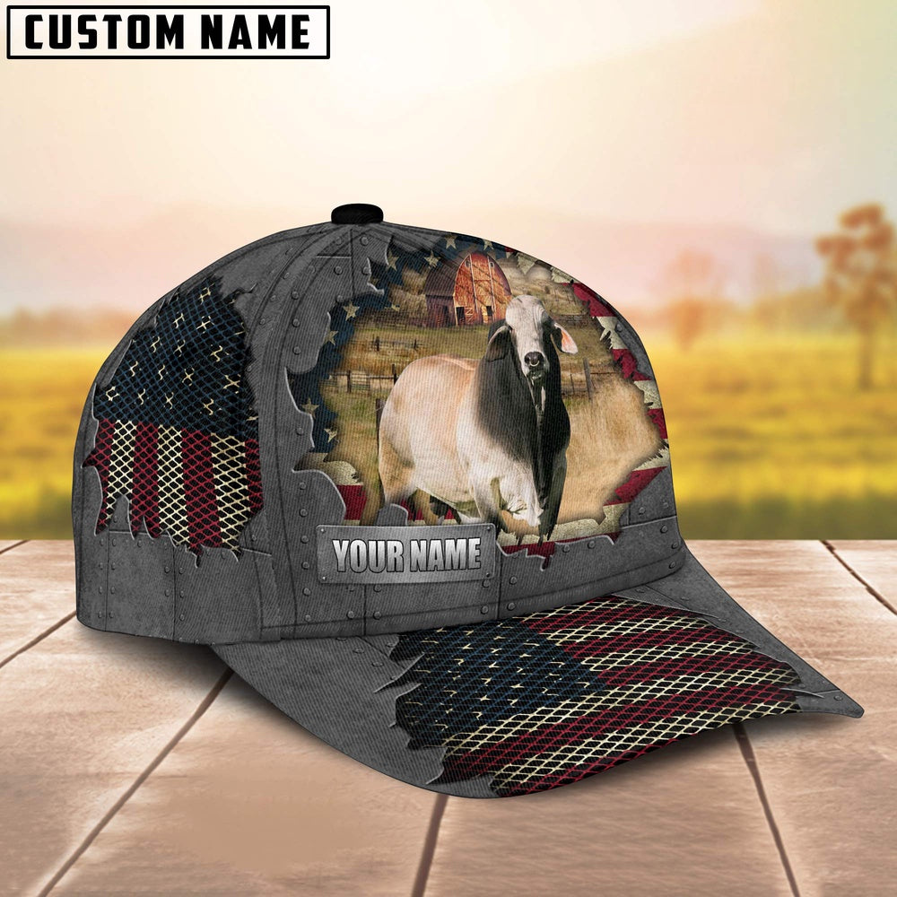 Brahman Customized Name US Flag Net Cap, Farmer Cap, Vintage Farmer Hat, Mens Farmer Hats, Cap For Farmers