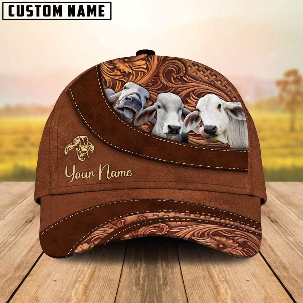Brahman Farm Life Beauty Leather Pattern Customized 3D Cap, Farmer Cap, Vintage Farmer Hat, Mens Farmer Hats, Cap For Farmers