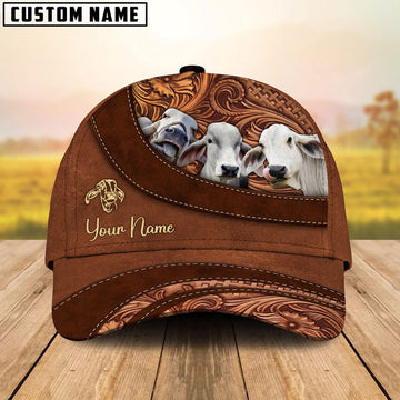 Brahman Farm Life Beauty Leather Pattern Customized 3D Cap, Farmer Cap, Vintage Farmer Hat, Mens Farmer Hats, Cap For Farmers