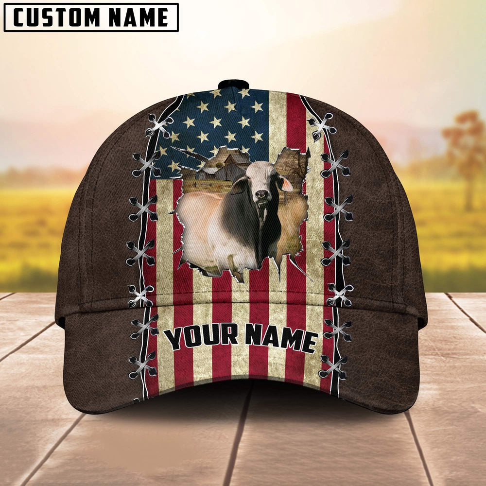 Brahman Flag Customized Name Denim Cap, Farmer Cap, Vintage Farmer Hat, Mens Farmer Hats, Cap For Farmers