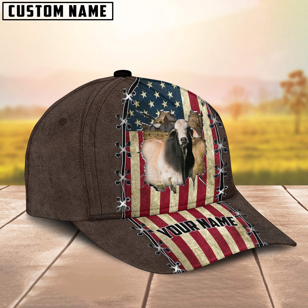 Brahman Flag Customized Name Denim Cap, Farmer Cap, Vintage Farmer Hat, Mens Farmer Hats, Cap For Farmers