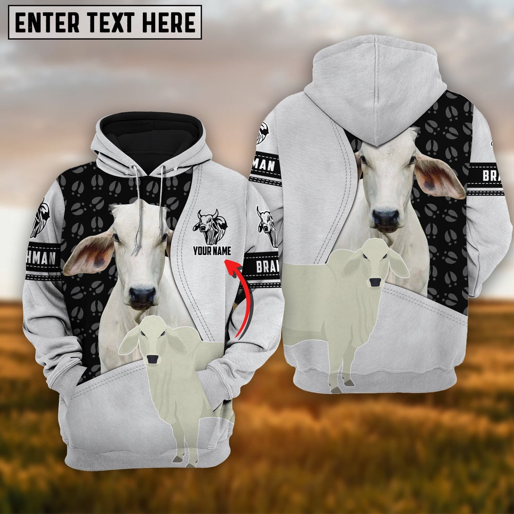 Brahman Fur on Farm Customized Name 3D Hoodie, Farmer Hoodie, Custom Farm Shirts, Farmer T Shirt