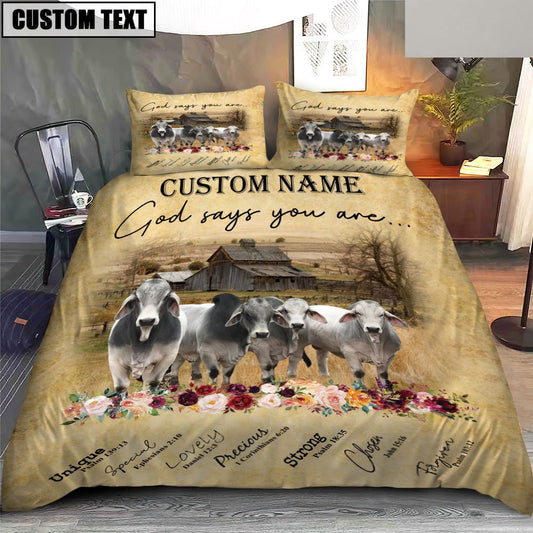 Brahman God Says You Are Custom Name Bedding Set, Farm Bedding Set, Farmhouse Bedding Set