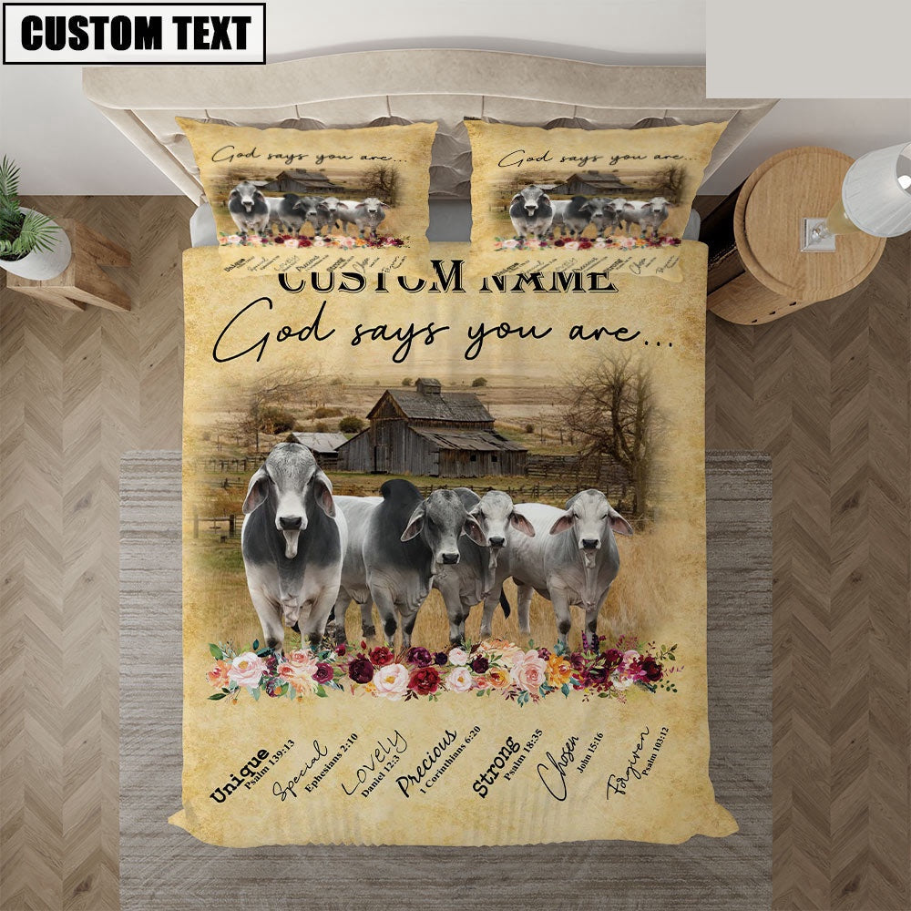 Brahman God Says You Are Custom Name Bedding Set, Farm Bedding Set, Farmhouse Bedding Set