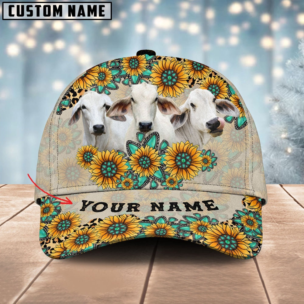 Brahman Happiness Sun Flowers Pattern Customized 3D Cap, Farmer Cap, Vintage Farmer Hat, Mens Farmer Hats, Cap For Farmers