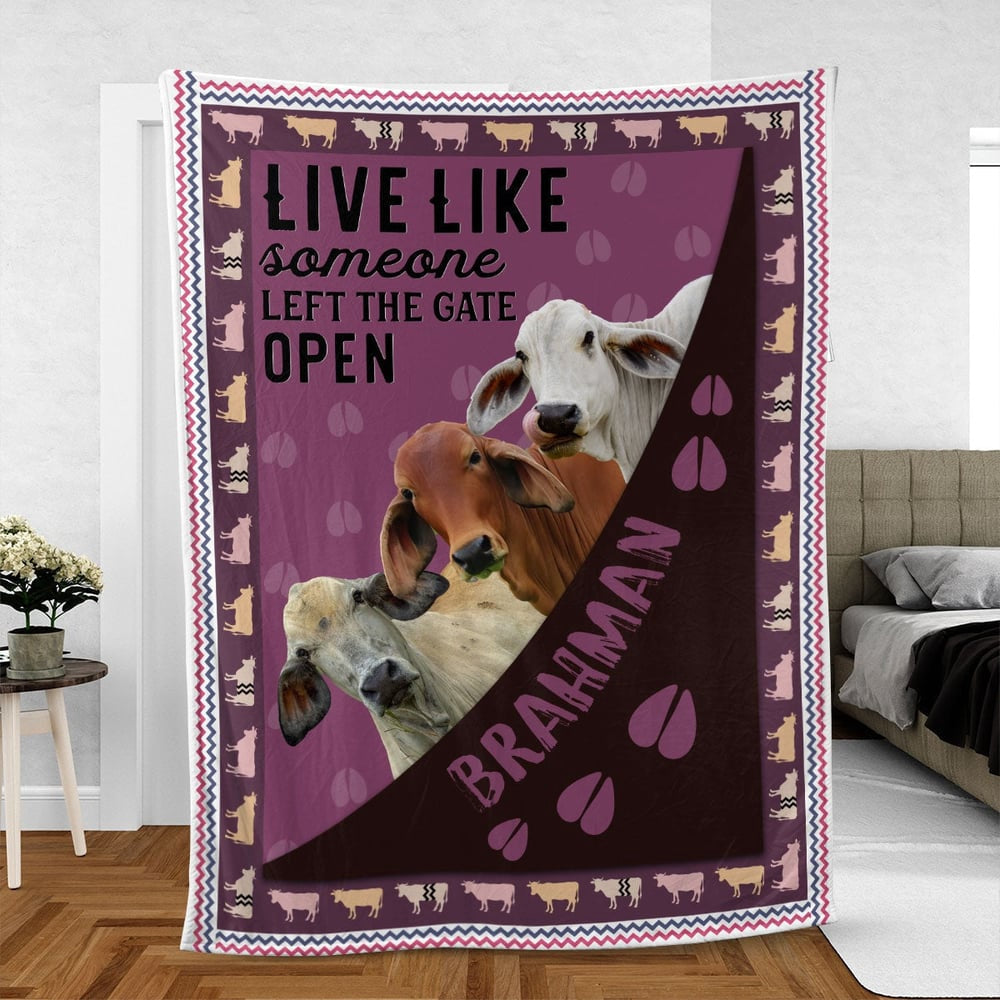 Brahman Hoof Pattern Purple Background Blanket, Farm Blanket, Farm Animal Blanket
