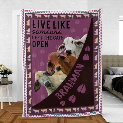 Brahman Hoof Pattern Purple Background Blanket, Farm Blanket, Farm Animal Blanket