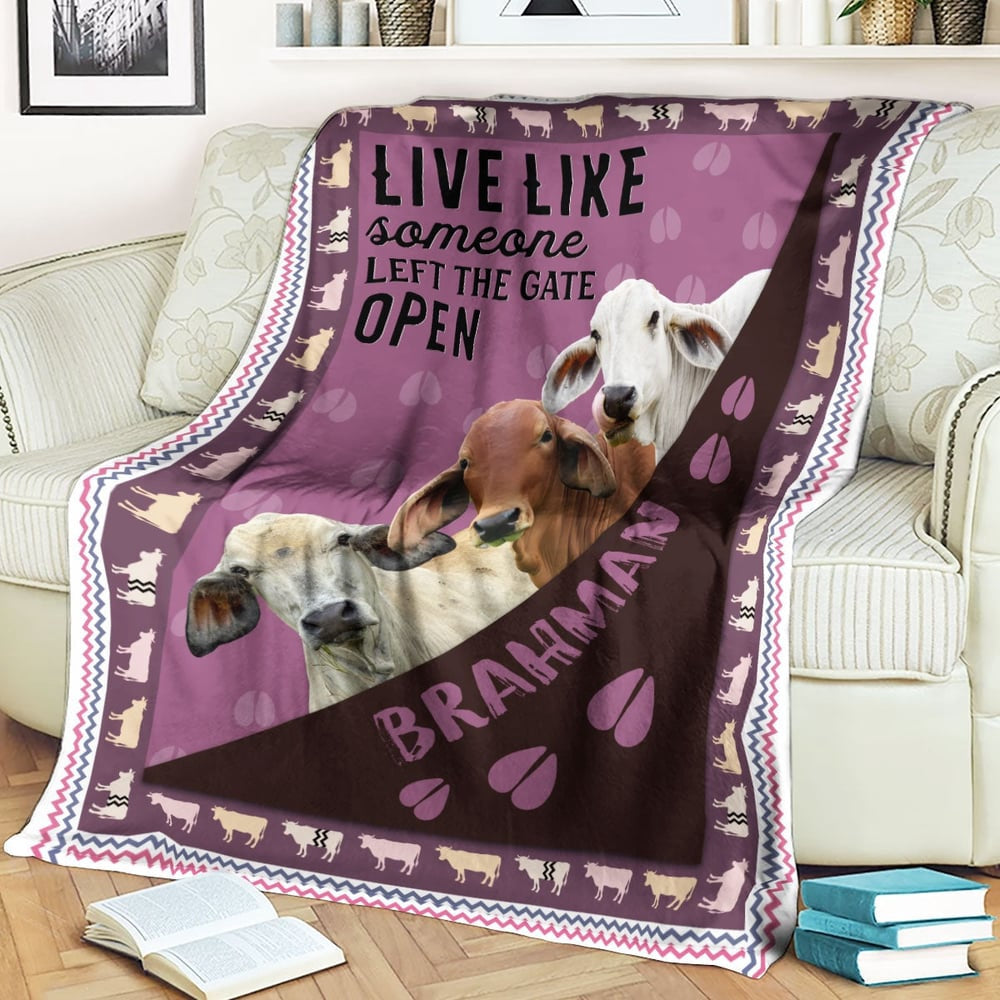 Brahman Hoof Pattern Purple Background Blanket, Farm Blanket, Farm Animal Blanket