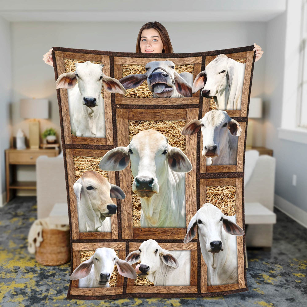 Brahman In Farm All Printed 3D Blanket, Farm Blanket, Farm Animal Blanket