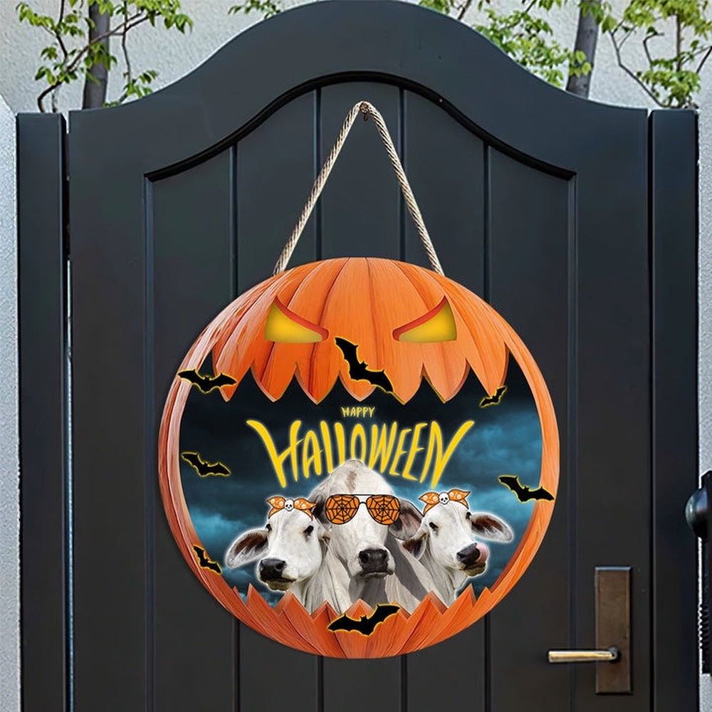 Brahman In Halloween Decoration Pumkpin Happy Halloween Wooden Sign, Farm Wood Sign, Farmhouse Decor Wooden Signs