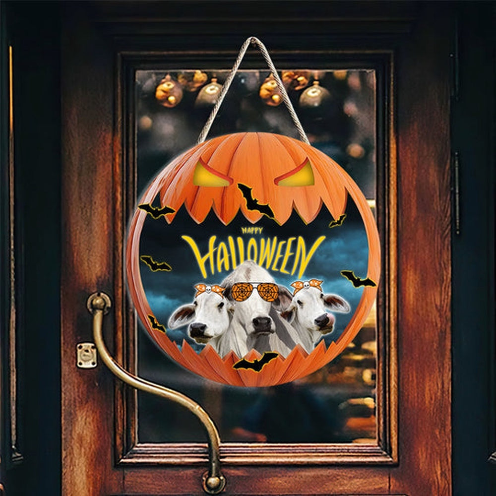 Brahman In Halloween Decoration Pumkpin Happy Halloween Wooden Sign, Farm Wood Sign, Farmhouse Decor Wooden Signs