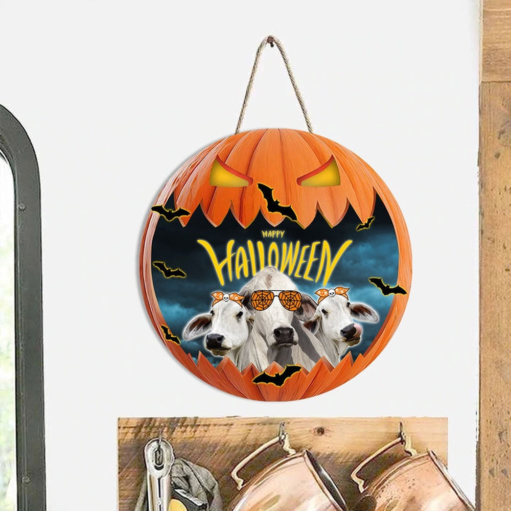 Brahman In Halloween Decoration Pumkpin Happy Halloween Wooden Sign, Farm Wood Sign, Farmhouse Decor Wooden Signs